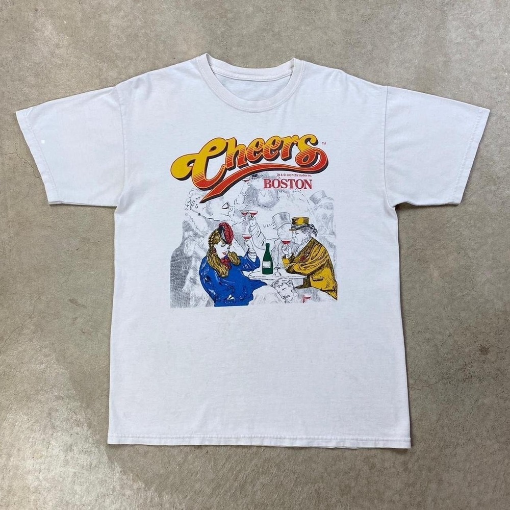 Vintage 2007 Cheers Boston Shirt Size Medium White CBS Studios Television Promo